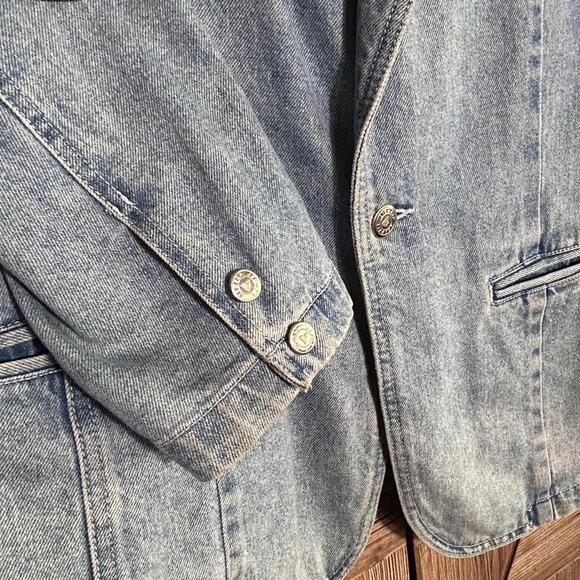 LizWear Vintage Denim Blazer Size 14 1980s Casual Chic - Picture 2 of 6